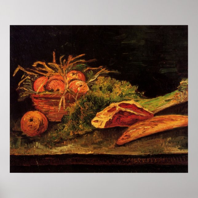 Apples, Meat and a Roll by Vincent van Gogh Poster (Front)