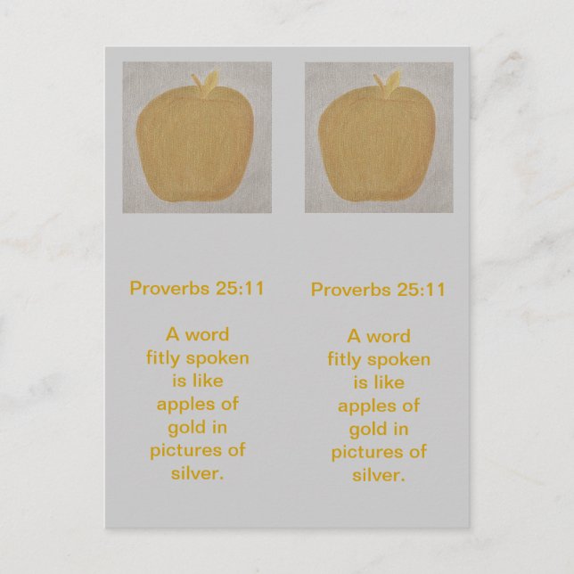 Apples of gold in pictures of silver, bookmarks postcard (Front)