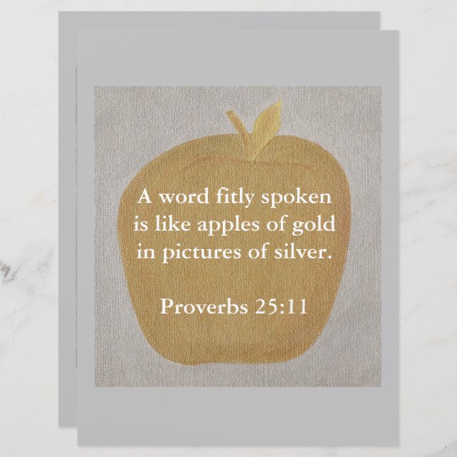 Apples of gold, Proverbs 25:11, scrapbook paper (Front/Back)