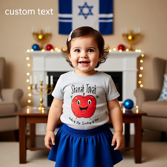  🍎 Apples of Joy,  Rosh Hashanah with custom text Baby T-Shirt (🍎 Apples of Joy, Rosh Hashanah with custom text Baby T-Shirt)