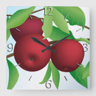 "Apples on a Branch" Square Wall Clock