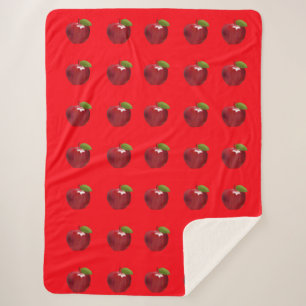 Apples on Red Sherpa Blanket
