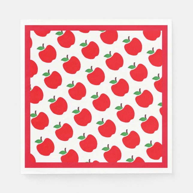 Apples Pattern Red Border Napkin (Front)
