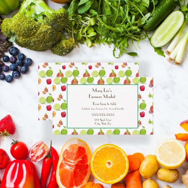 Apples, Peaches, Limes Illustration Farmers  Business Card (Creator Uploaded)
