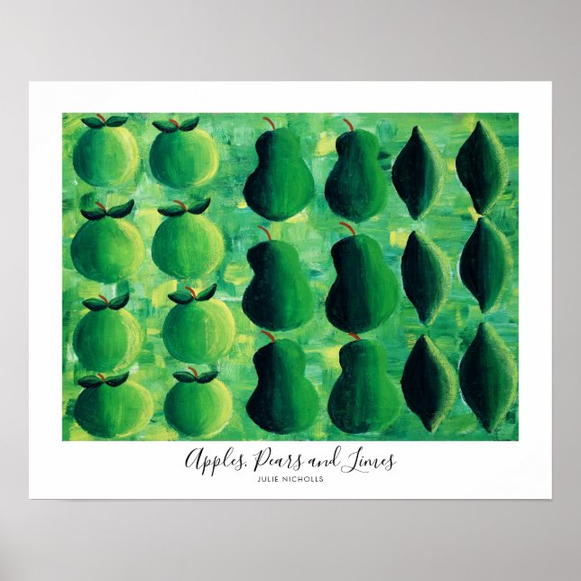 Apples Pears and Limes Painting Poster (Front)
