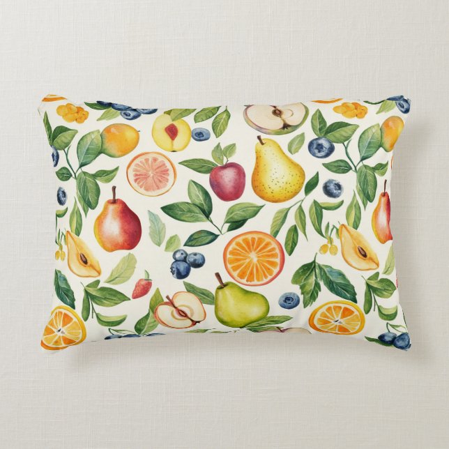 Apples Pears Blueberries Oranges Fruits Decorative Cushion (Front)