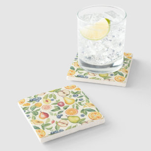 Apples Pears Blueberries Oranges Fruits Stone Coaster