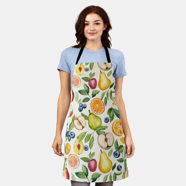 Apples Pears Blueberries Oranges Lemon Lime Fruits Apron (Worn)