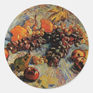 Apples, Pears, Lemons, Grapes by Vincent van Gogh Classic Round Sticker