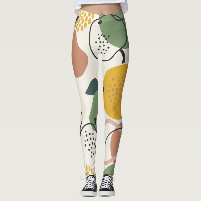 Apples Pears: Vintage Hand-Drawn Pattern. Leggings (Front)