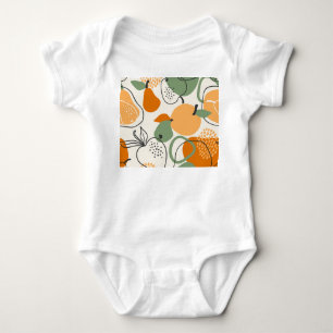 Apples, pears: vintage seamless pattern. baby bodysuit
