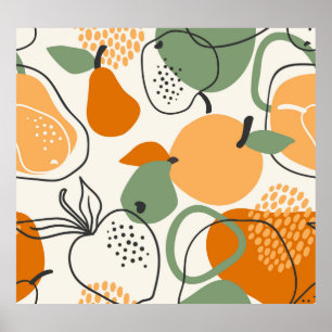 Apples, pears: vintage seamless pattern. poster