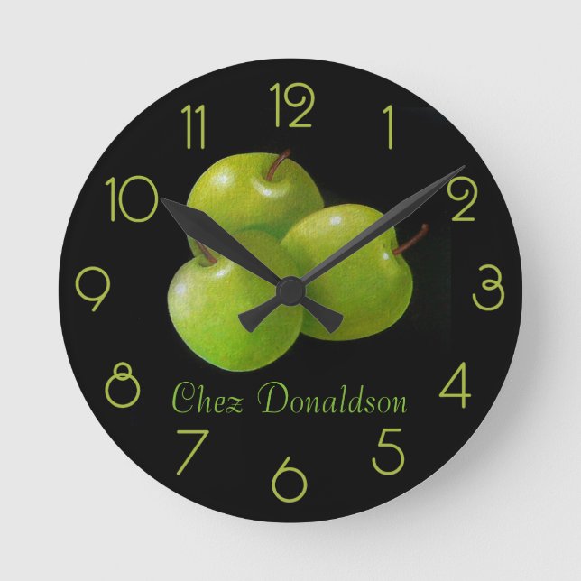 Apples Still Life Oil on Canvas Painting custom Round Clock (Front)