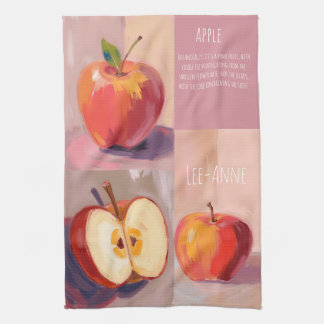 Apples watercolor on textured background tea towel