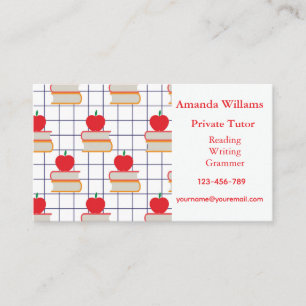 Apples with Books Custom Private Tutor Teacher Business Card