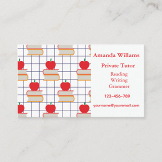Apples with Books Custom Private Tutor Teacher Business Card