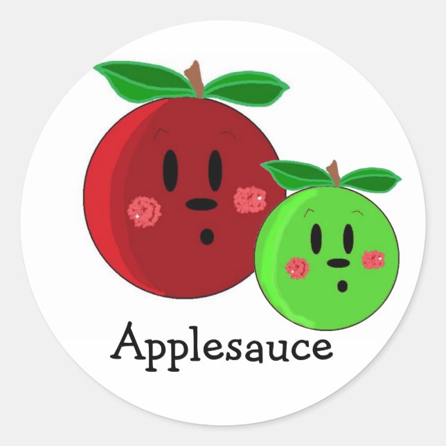 Applesauce Apple Design Classic Round Sticker (Front)