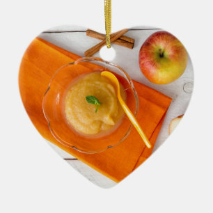 Applesauce with cinnamon and orange spoon ceramic tree decoration