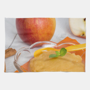 Applesauce with cinnamon and orange spoon tea towel