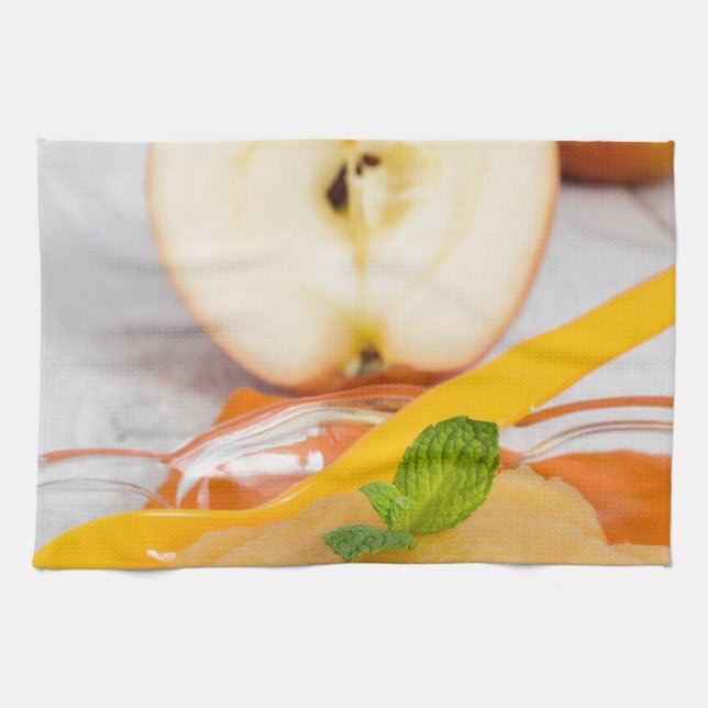 Applesauce with cinnamon and orange spoon tea towel (Horizontal)