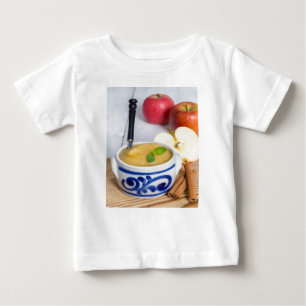Applesauce with cinnamon in stoneware bowl baby T-Shirt
