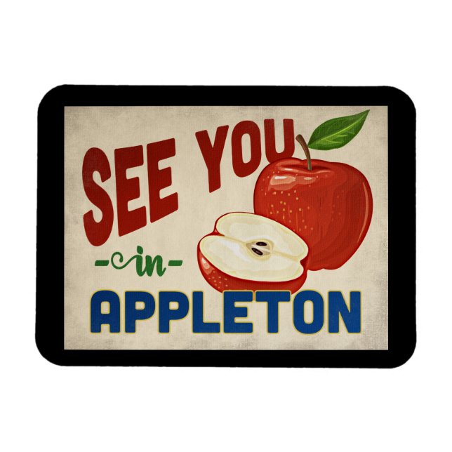 Appleton Wisconsin Apple - Vintage Travel Magnet (Horizontal)
