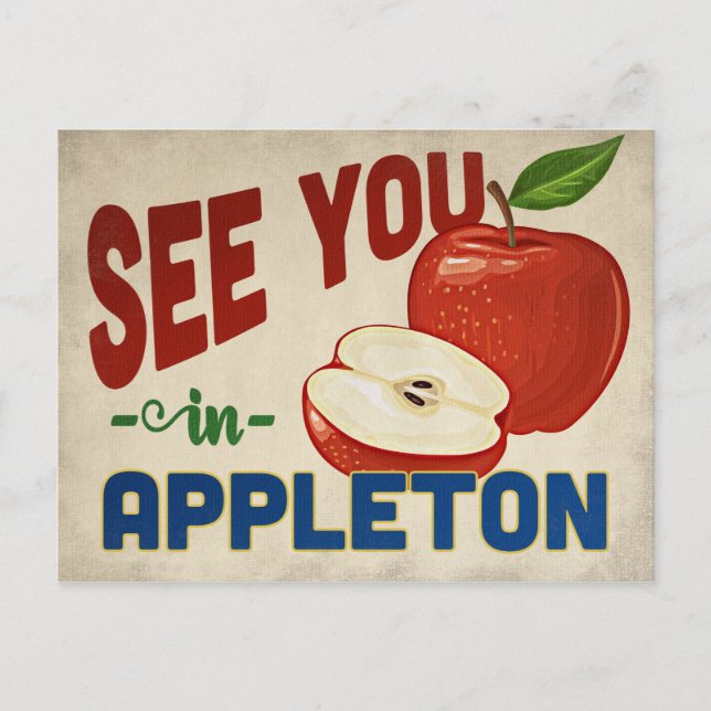Appleton Wisconsin Apple - Vintage Travel Postcard (Front)