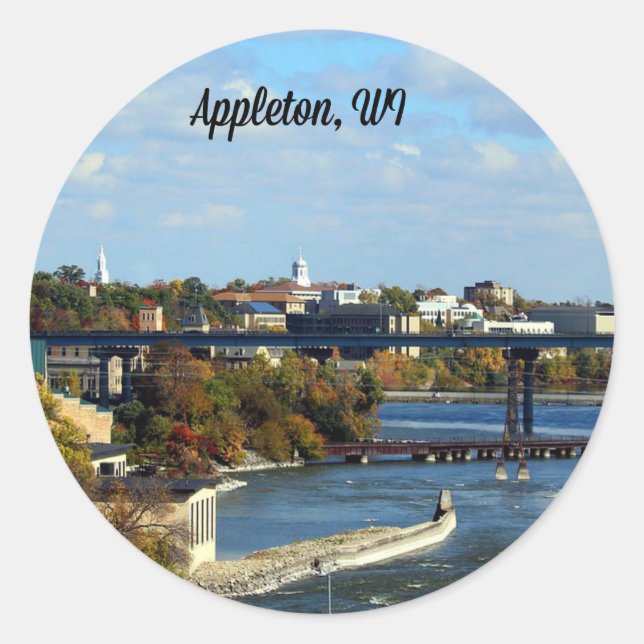 Appleton, Wisconsin landscape Classic Round Sticker (Front)