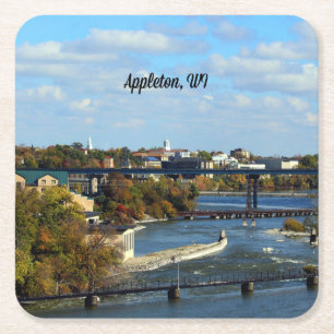 Appleton, Wisconsin landscape photograph Square Paper Coaster