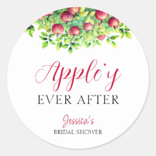 Appley Ever After Apple Fall Bridal Shower  Classic Round Sticker