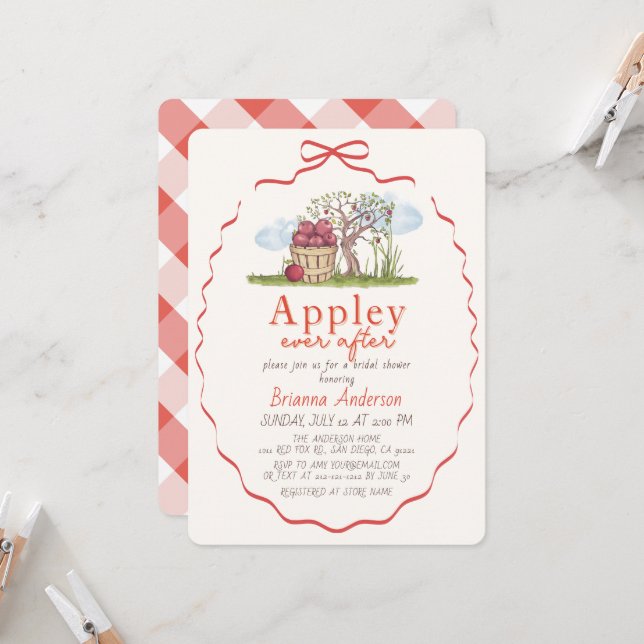 Appley Ever After Apple Tree Bridal Shower Invitation (Front/Back In Situ)