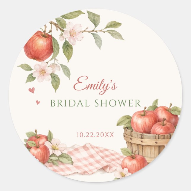 Appley EVER AFTER Bridal Shower  Classic Round Sticker (Front)
