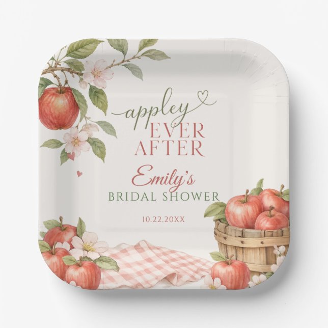 Appley EVER AFTER Bridal Shower  Paper Plate (Front)