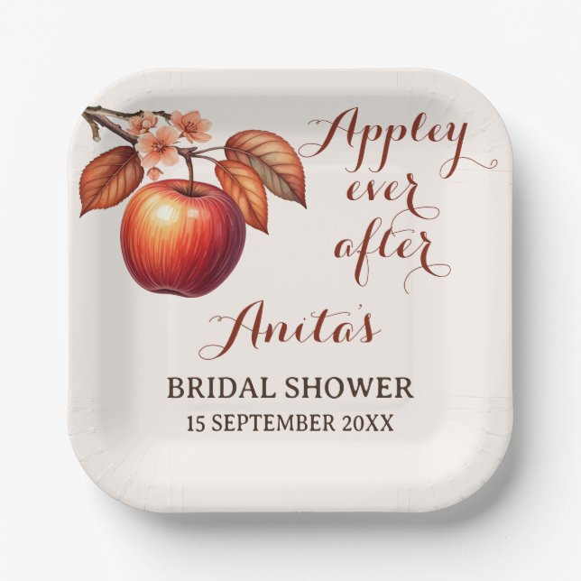 Appley Ever After Fall Bridal Shower Paper Plate (Front)