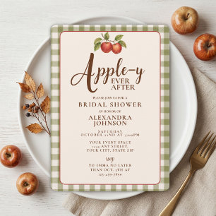 Appley Ever After Fall Gingham Bridal Shower Invitation