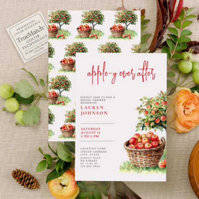 Appley Ever After Rustic Calligraphy Bridal Shower Invitation (Creator Uploaded)