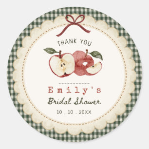 Appley Ever After vintage gingham Classic Round Sticker