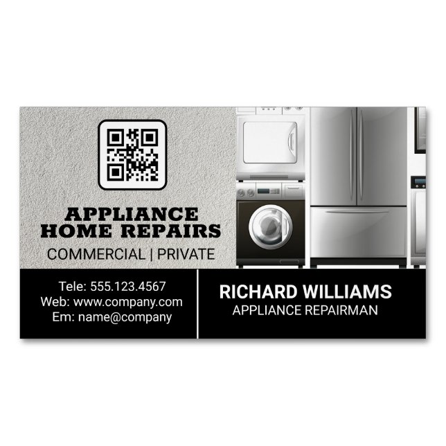 Appliance Repair Home Services | QR Code Magnetic Business Card (Front)