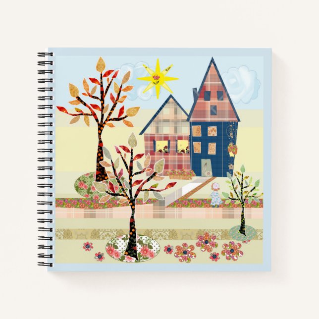 Applique, houses, village notebook (Front)