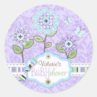 Applique-look Flowers Baby Shower Sticker IRIS