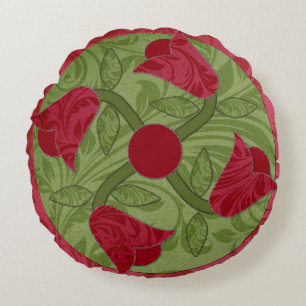 Applique Tulip Twist Round Pillow