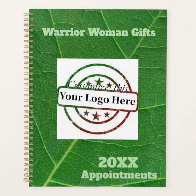 Appointment Book, customise Logo Green Leaf Planner (Front)