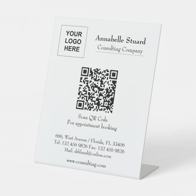 Appointment book QR code professional company Pedestal Sign (Front)