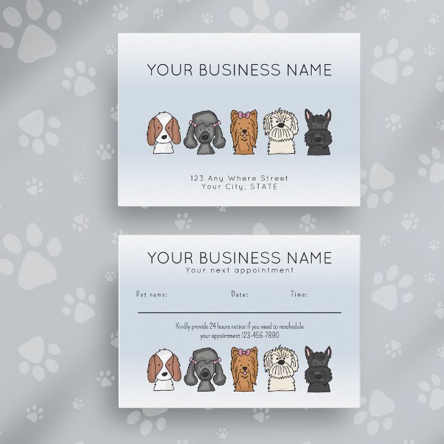 Appointment Card Cute Dog Breeds Light Blue (Creator Uploaded)