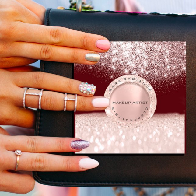 Appointment Card Electrolysis Rose Glitter Maroon (Creator Uploaded)