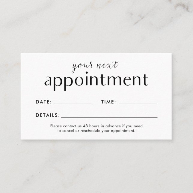 Appointment Card for Hair, Nail, or Makeup Stylist (Front)