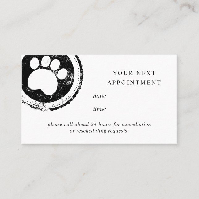 Appointment card groomer paw stamp (Front)