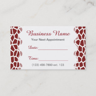 Appointment Card I/ U pick Colour Giraffe Print