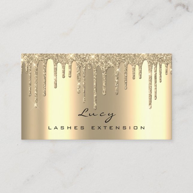 Appointment Card Lashes Glitter Drips Gold Makeup (Front)