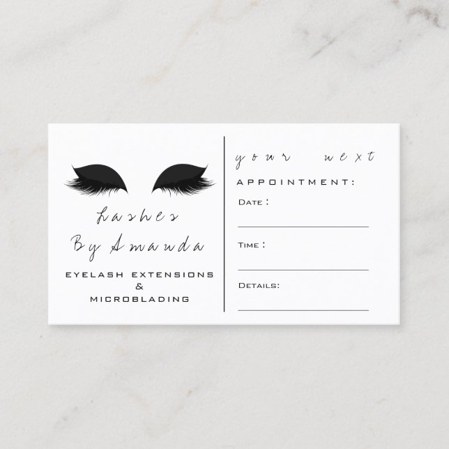 Appointment Card Makeup Artist Black Whte Lash (Front)